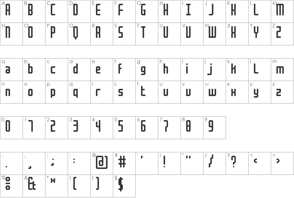 Mocha Book font character map preview