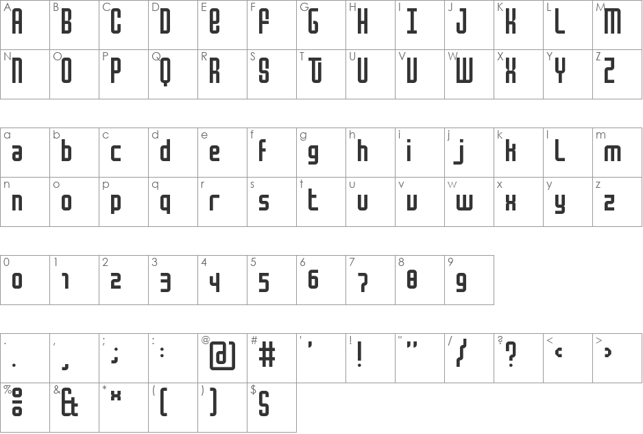 Mocha Extended font character map preview