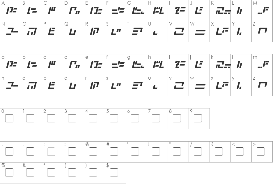 Modern Iaconic font character map preview