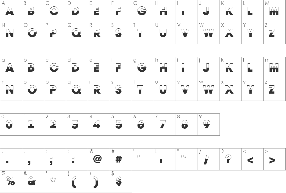 a_AvanteTitulB&W font character map preview