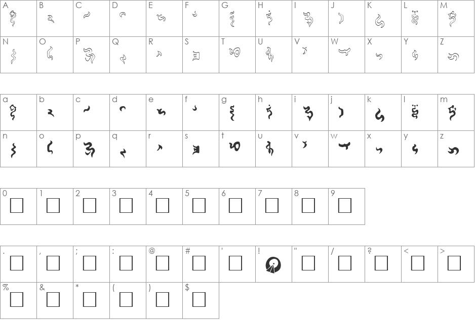 Modern vulcan 1.1 font character map preview