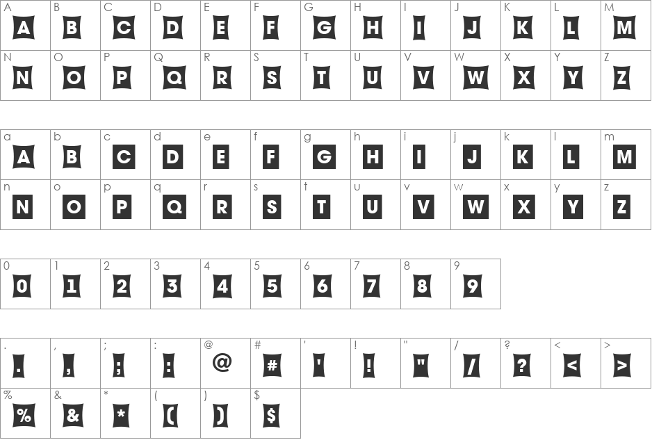 a_AvanteTitulCmFsh font character map preview