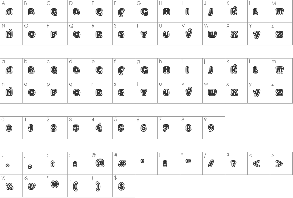 Moderno font character map preview