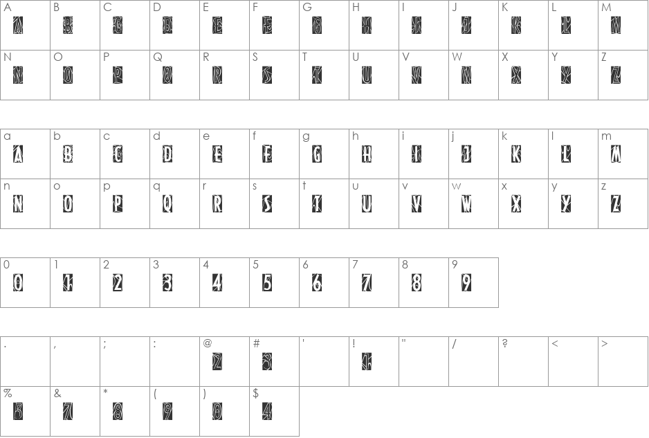 ModernStainedGlass font character map preview