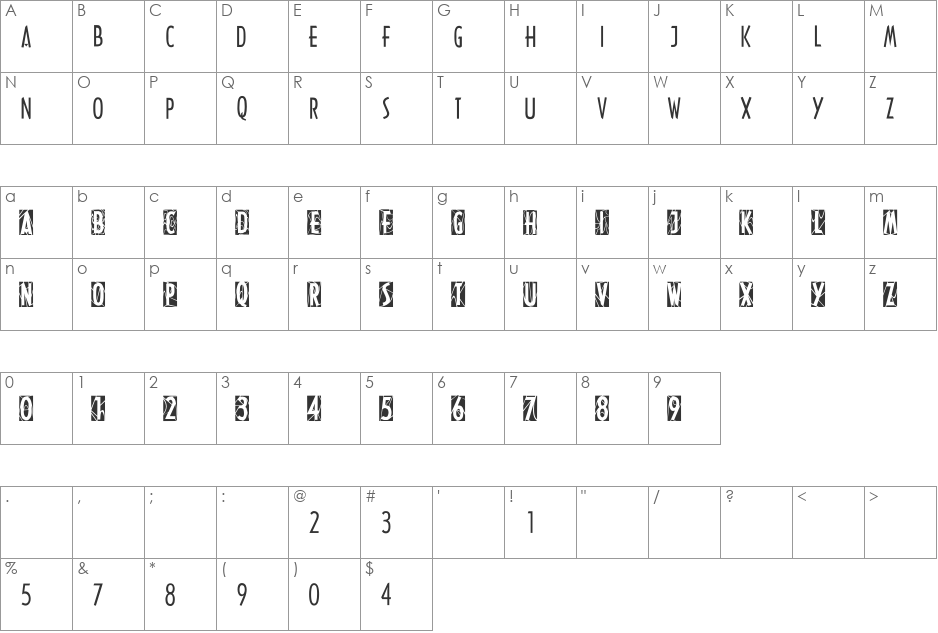 ModernStainedGlass2Tone font character map preview