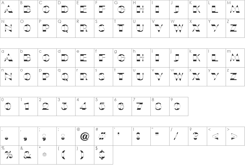 a_BentoB&W font character map preview