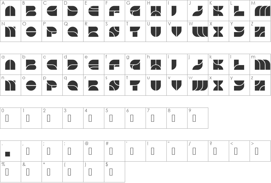Modo font character map preview