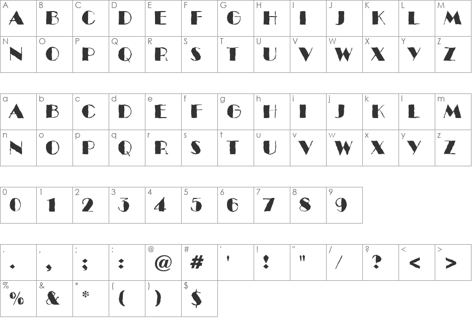 a_BentoBrk font character map preview