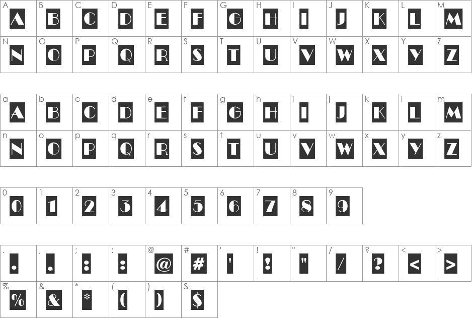 a_BentoCm font character map preview