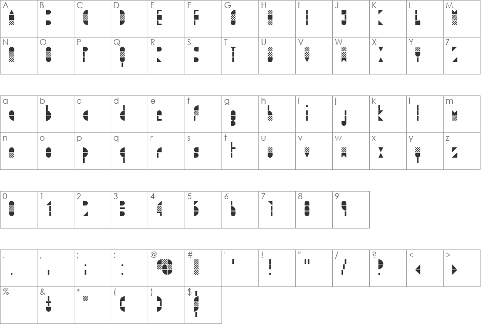 modulo3 font character map preview