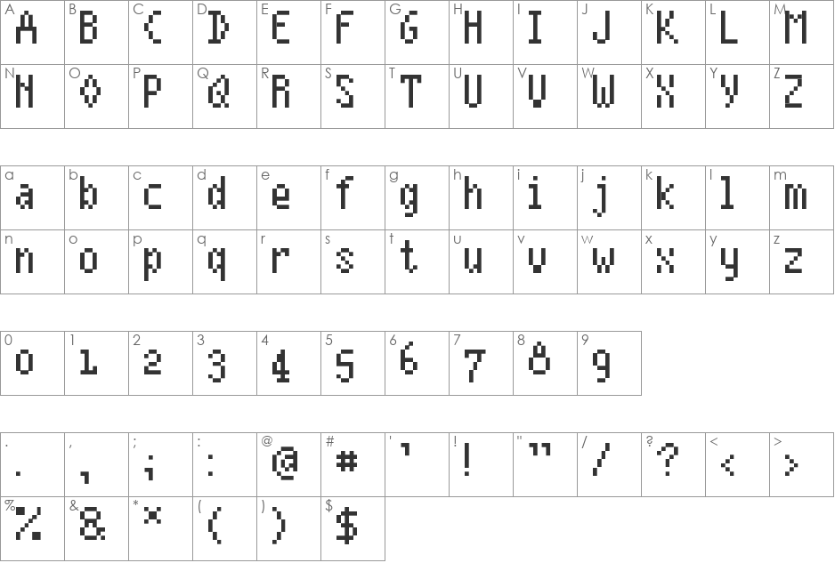 ModusCondensed font character map preview