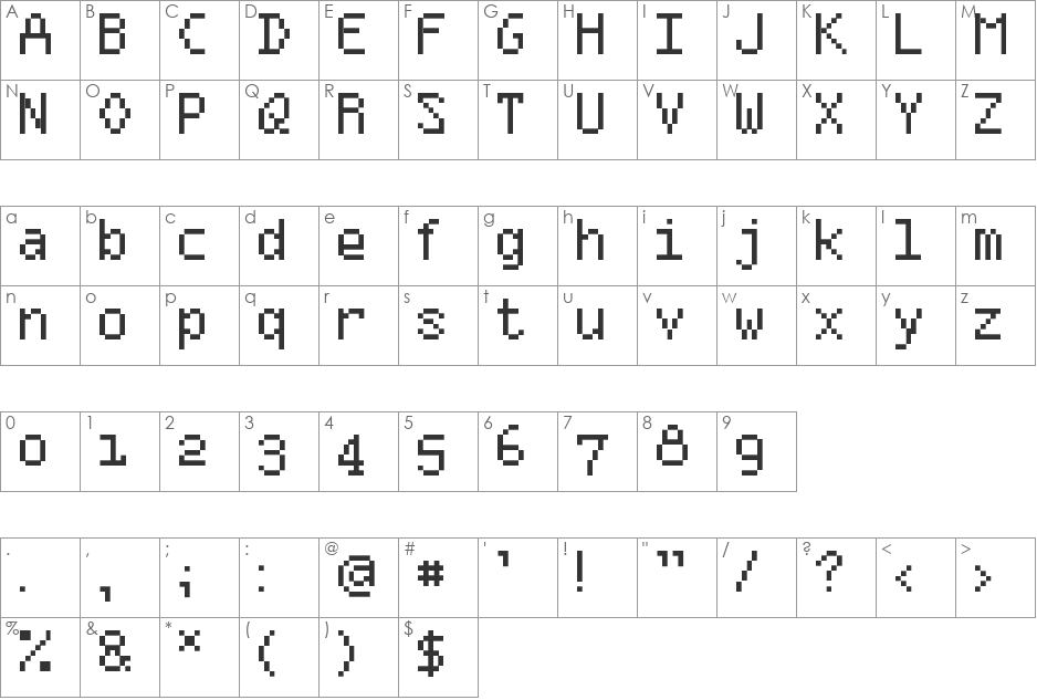ModusRegular font character map preview