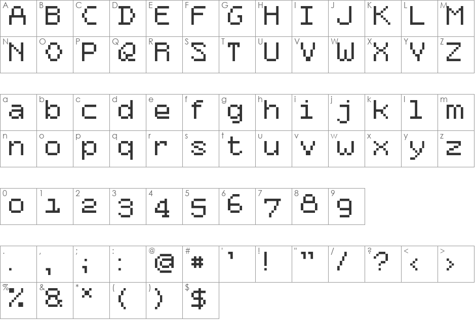 ModusWide font character map preview