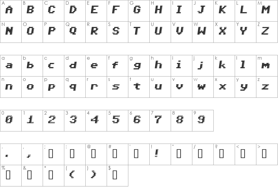 Mogambo font character map preview