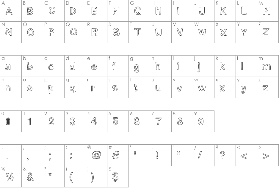 Mogghla font character map preview