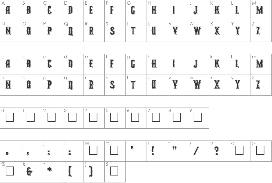 Mohair font character map preview