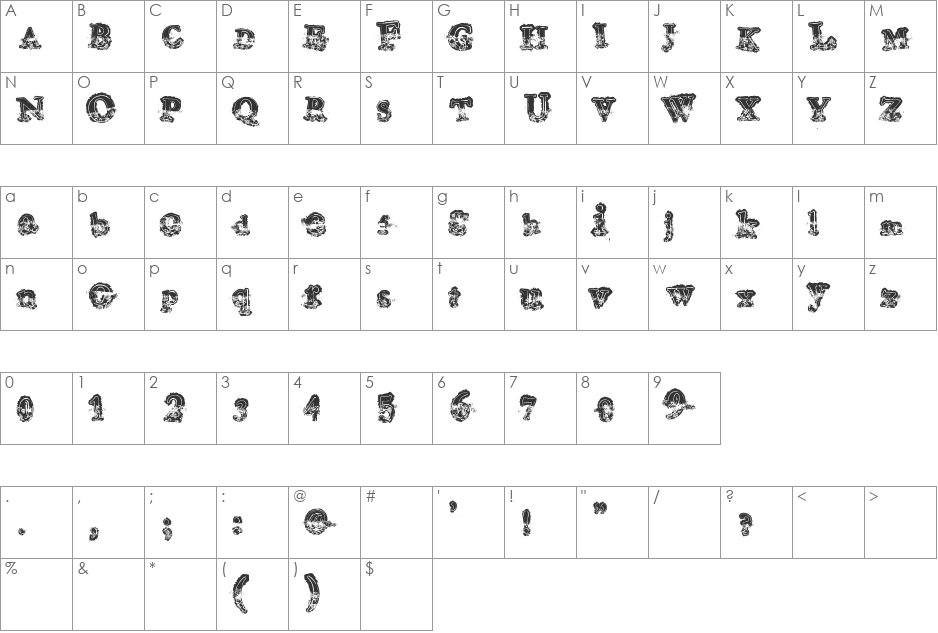 Mohawk font character map preview