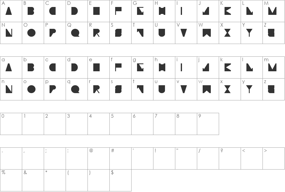 Moiser  font character map preview