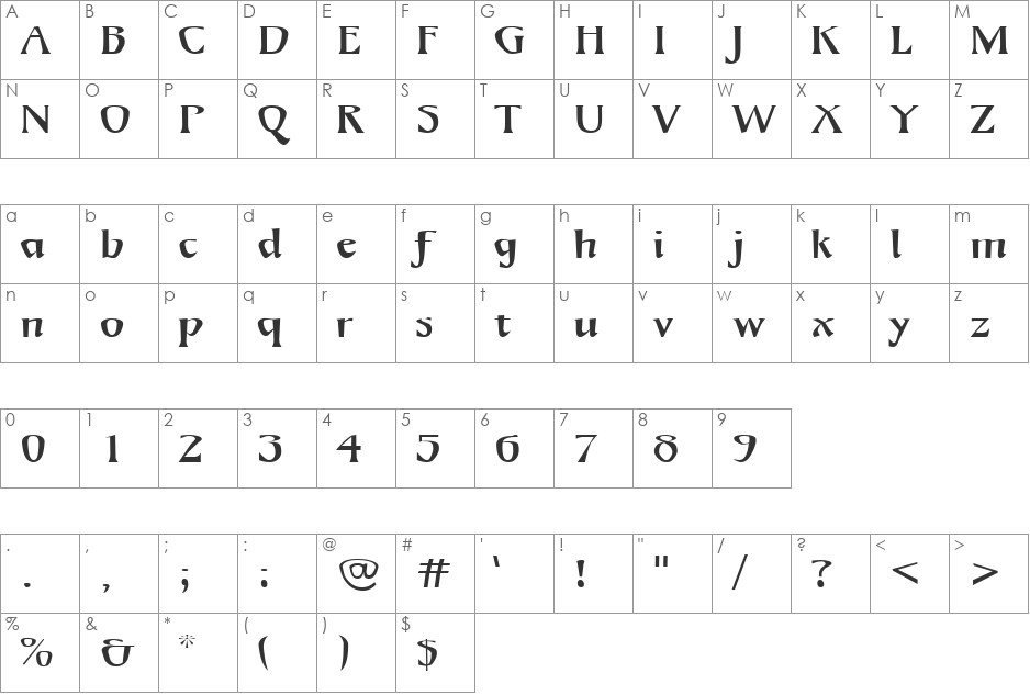 Mojacalo AH font character map preview
