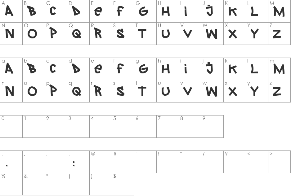 MoJah Sans font character map preview