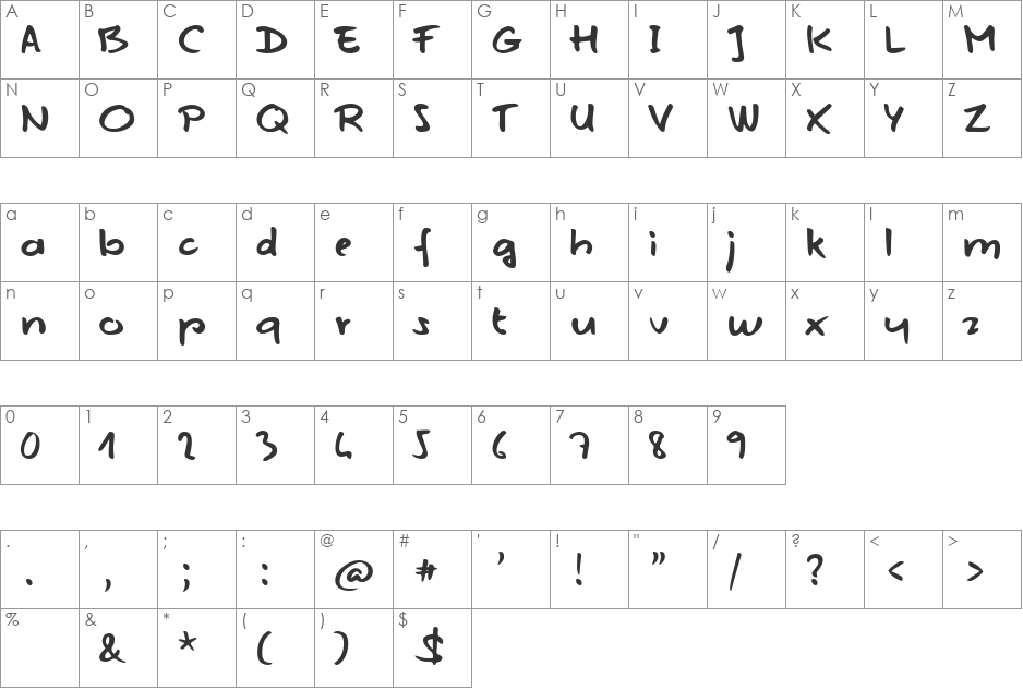 Mojito in June font character map preview