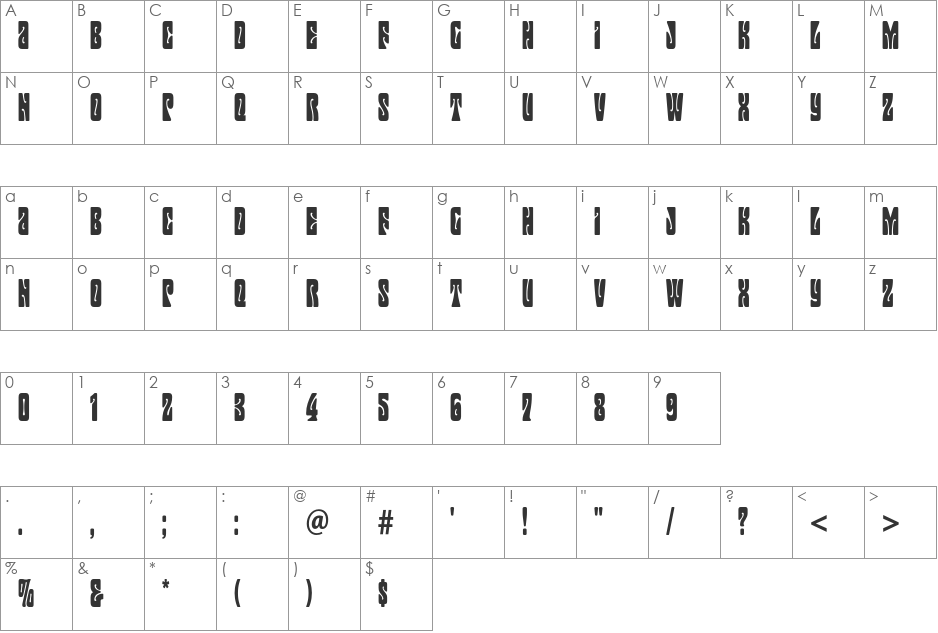 Mojo Std font character map preview