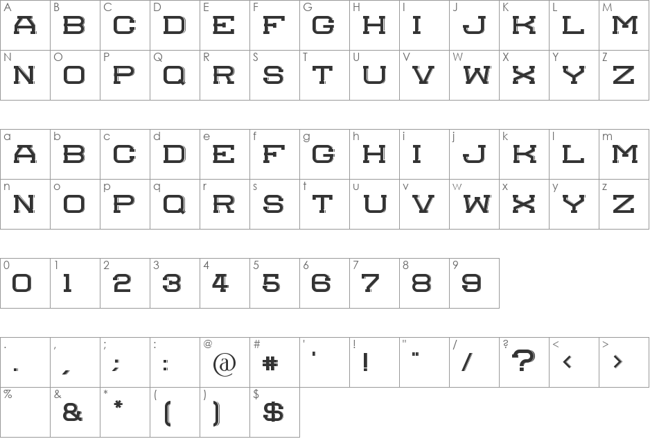 molesk font character map preview