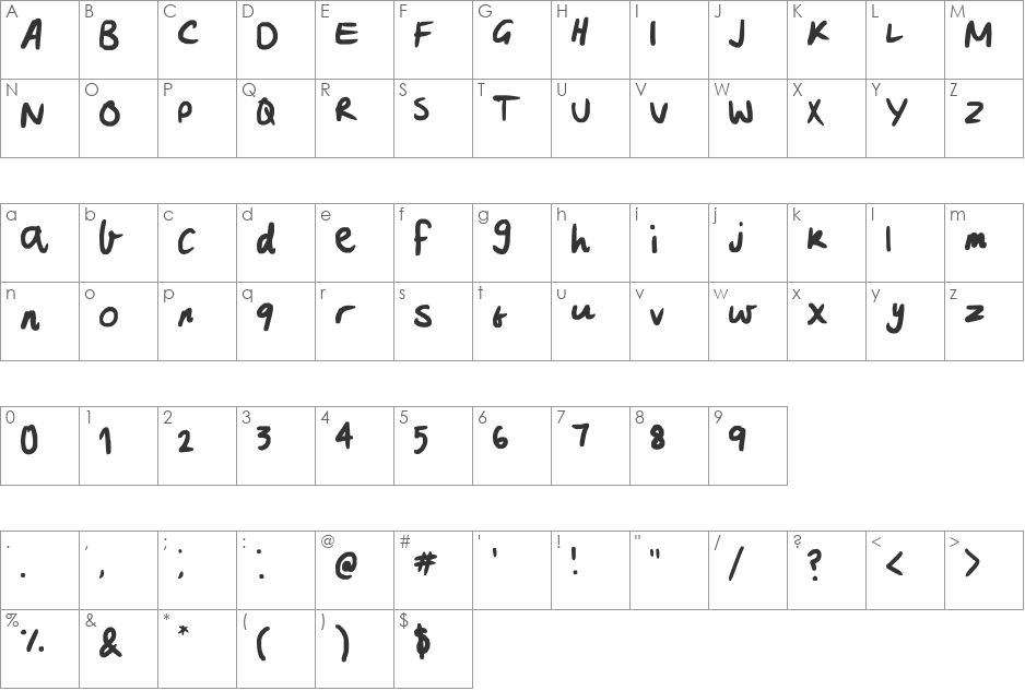 Molldogger font character map preview