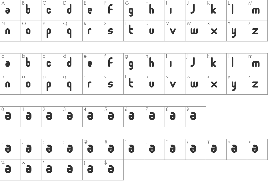 Moloko font character map preview