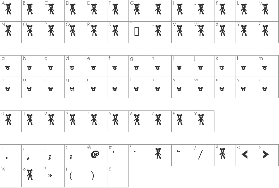 MOMO font character map preview