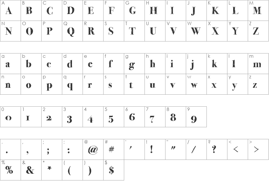 MomsDiner font character map preview