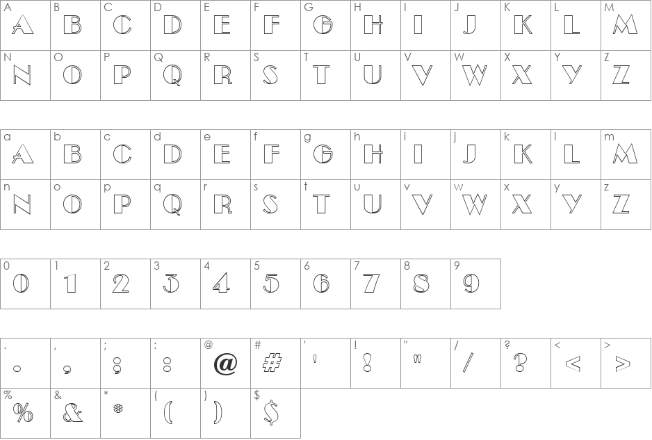 a_BentoOtl font character map preview