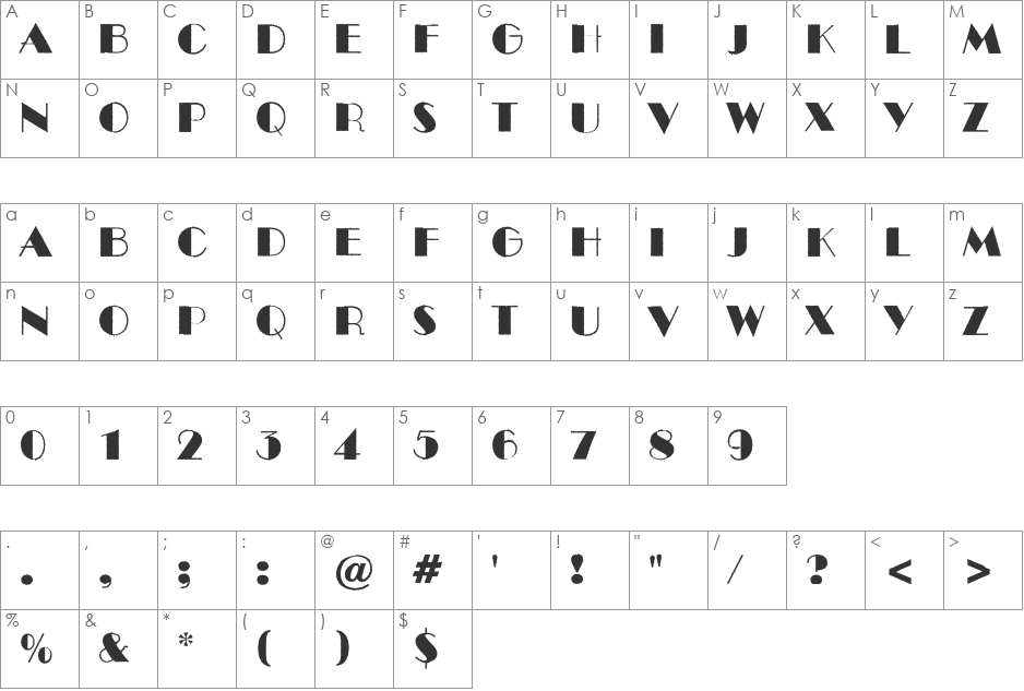 a_BentoRgh font character map preview