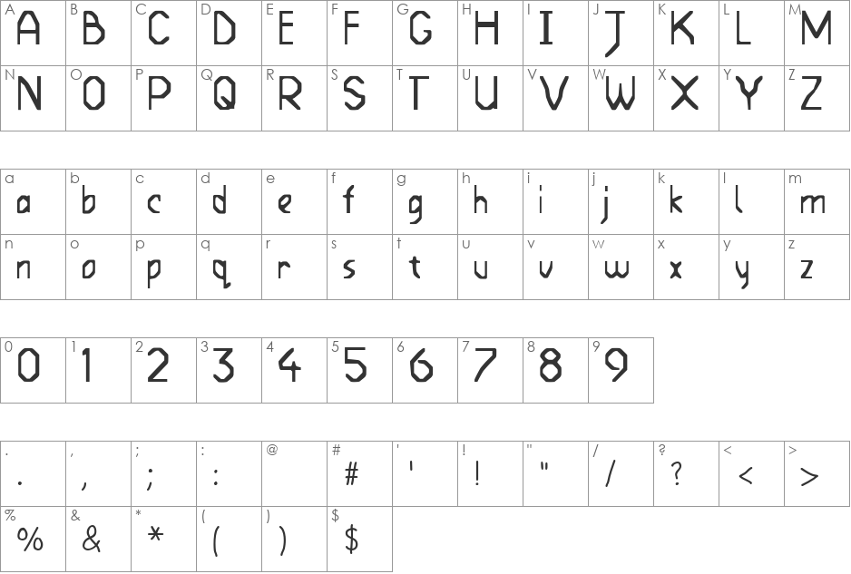 MONACO font character map preview