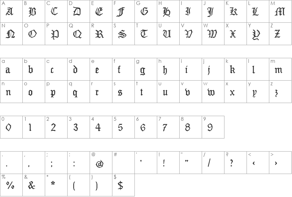 MonAmourFraktur2 font character map preview