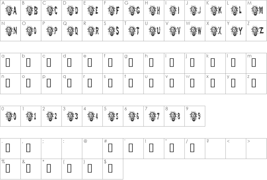 Monday Morning Me font character map preview