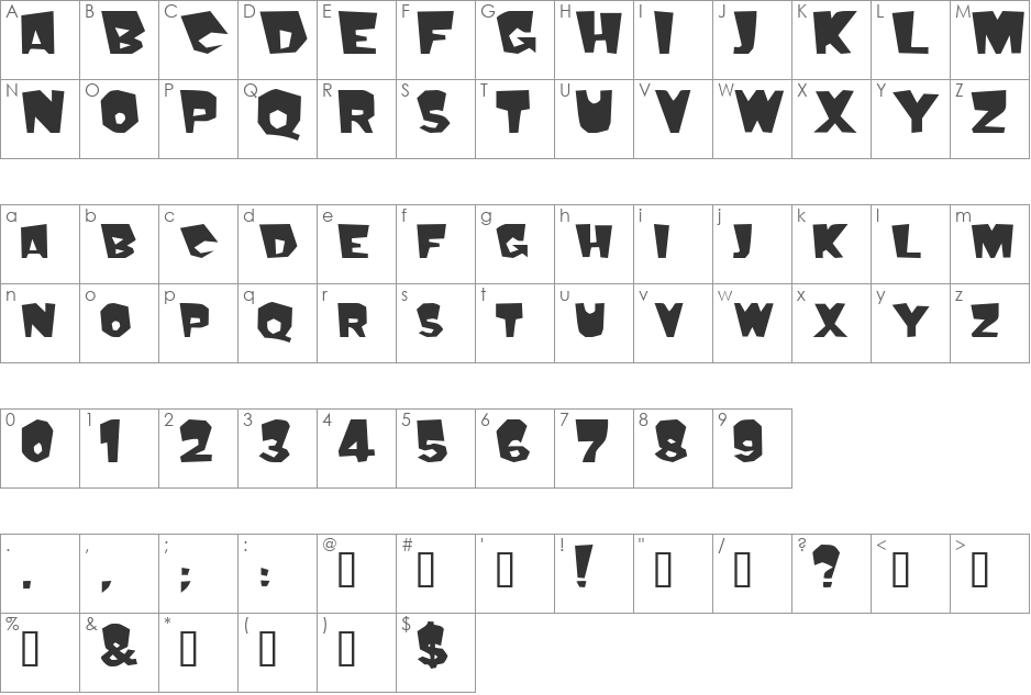 Mondo font character map preview