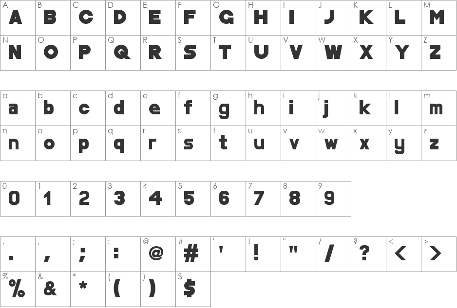 Mondo Cane font character map preview