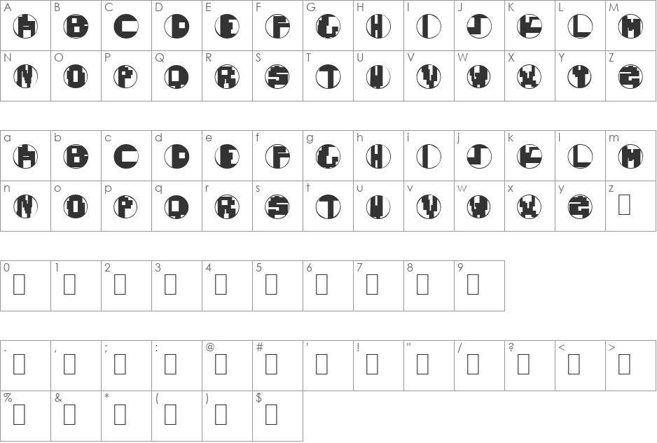 Mondo Techno font character map preview