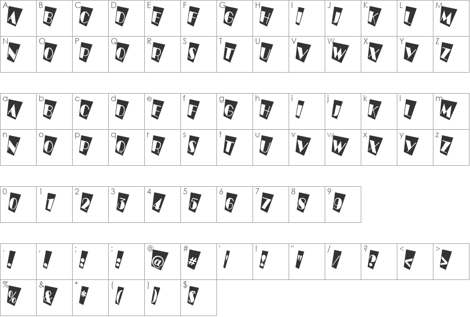 a_BentTitulCmTwNr font character map preview
