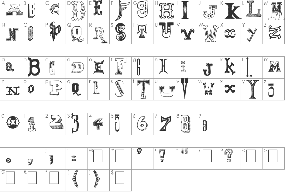 MoneyGoRound font character map preview