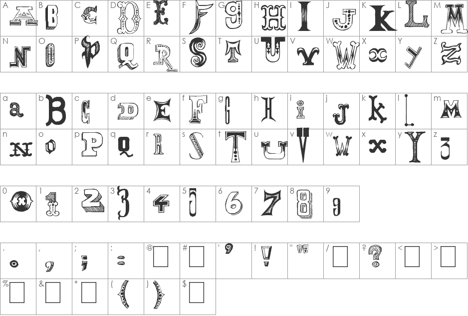 MoneyGoRound font character map preview