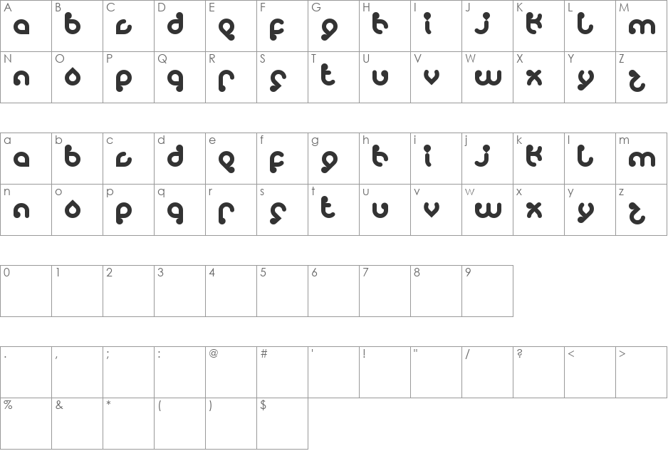monica font character map preview