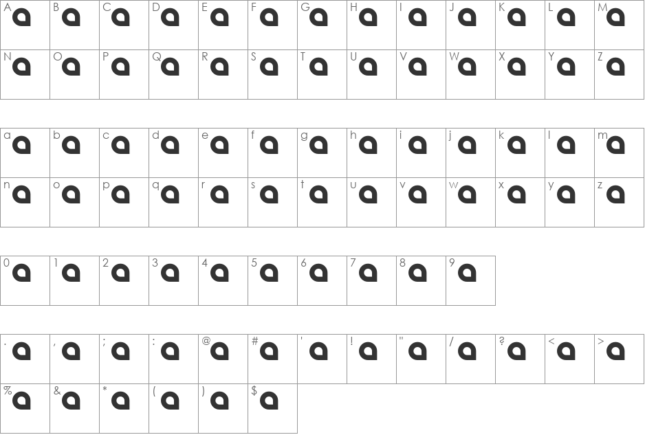 monica font character map preview