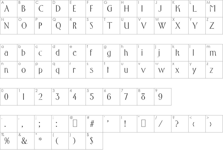 MonicaBecker font character map preview