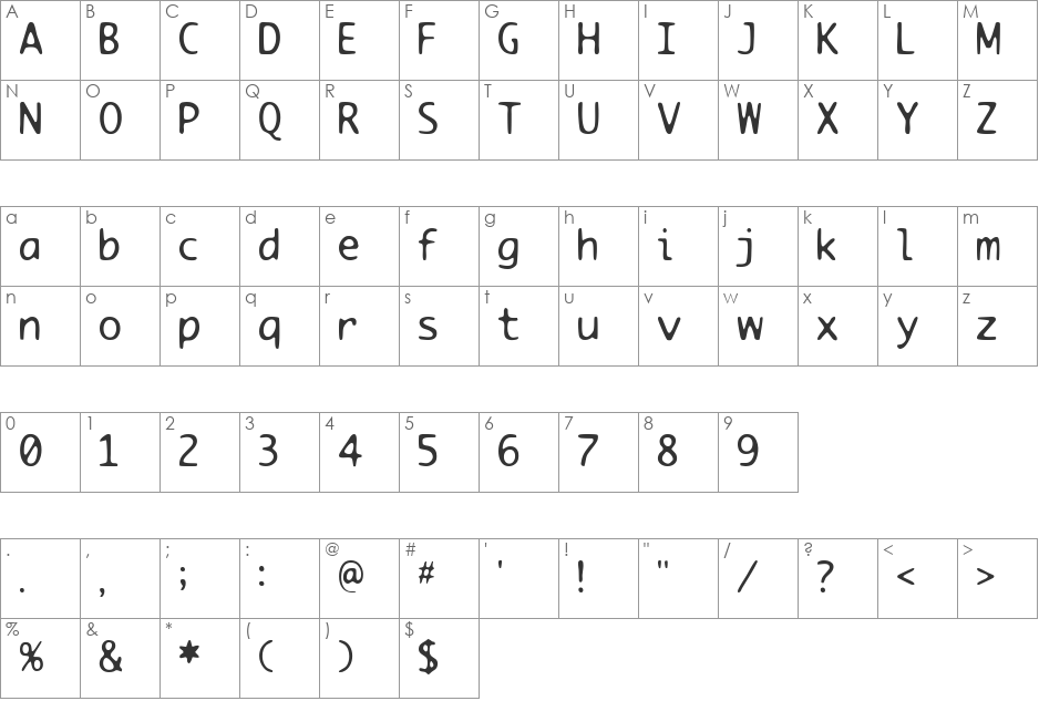 Monitor font character map preview