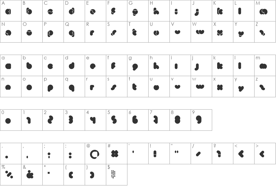 MonkeyLove font character map preview