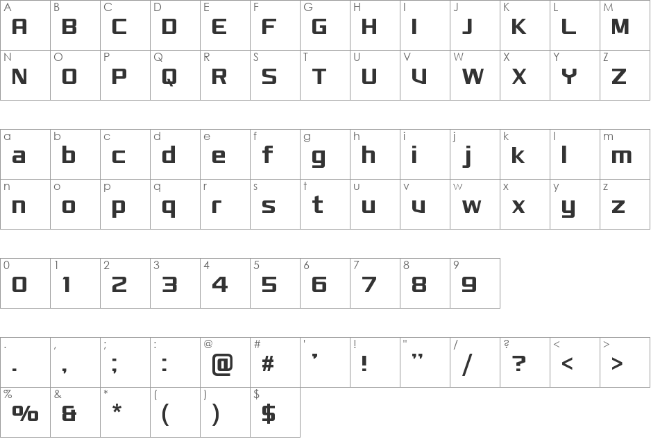 Monkirta Pursuit NC font character map preview