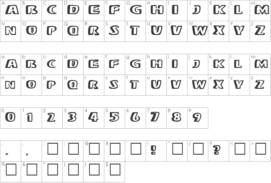 Mono font character map preview