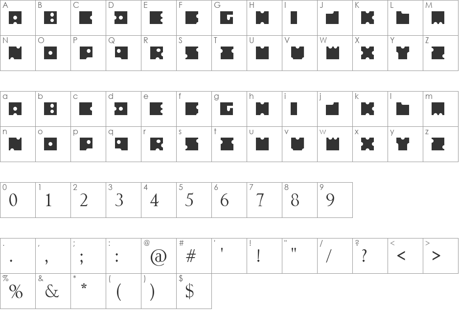 Mono font character map preview